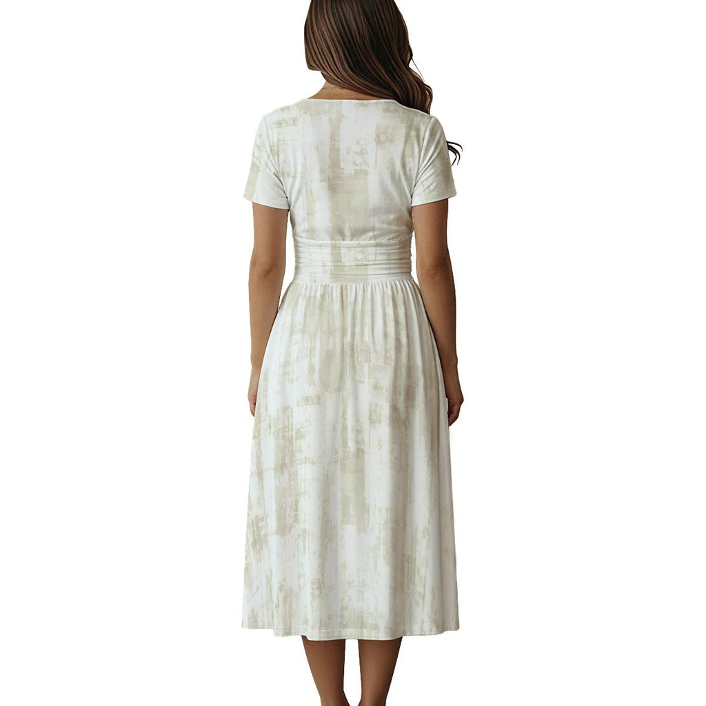 Women's Short Sleeve V Neck Midi Dress