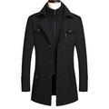 Men's Double Collar Wool Business Coat Winter (Black)