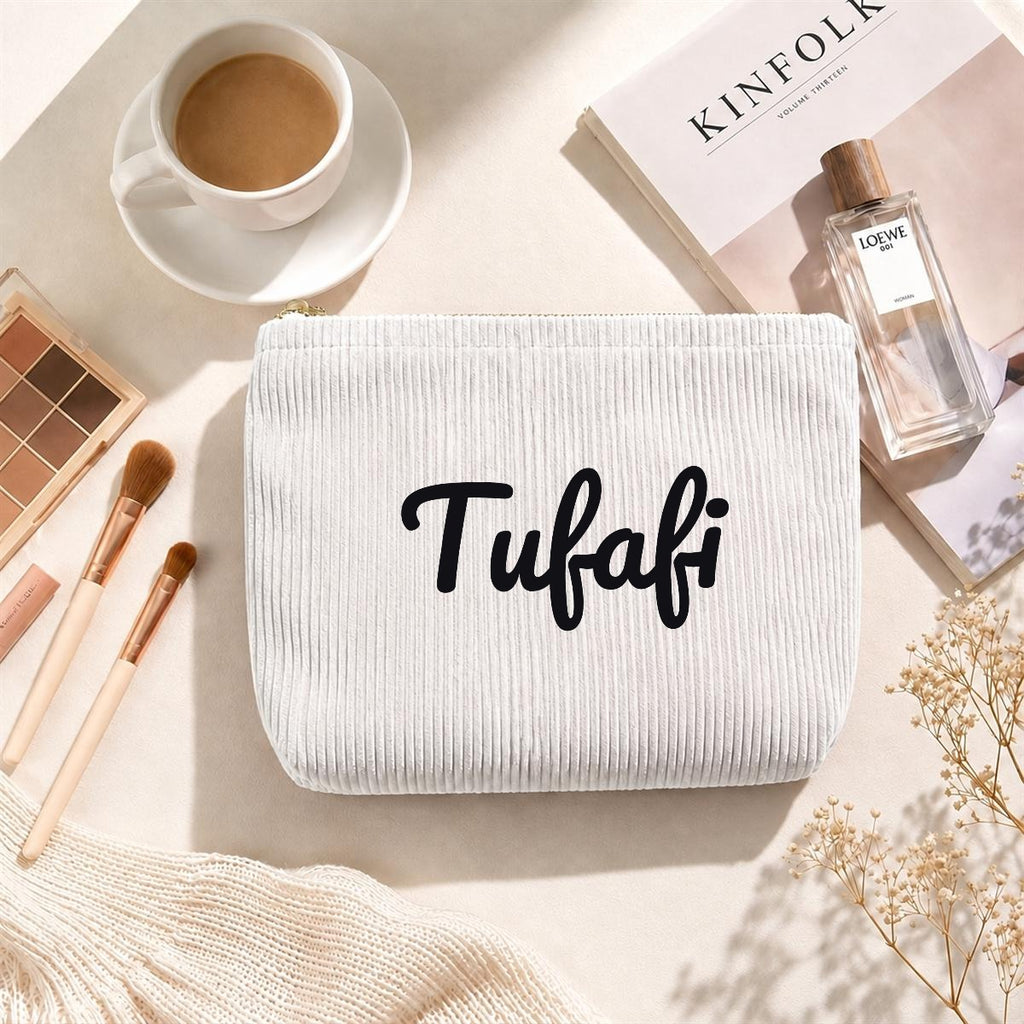 Corduroy Makeup Bag |Cord Embroidery